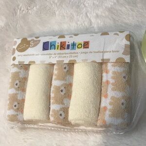 Cream and Tan Baby Washcloth Set Soft Terry Cloth